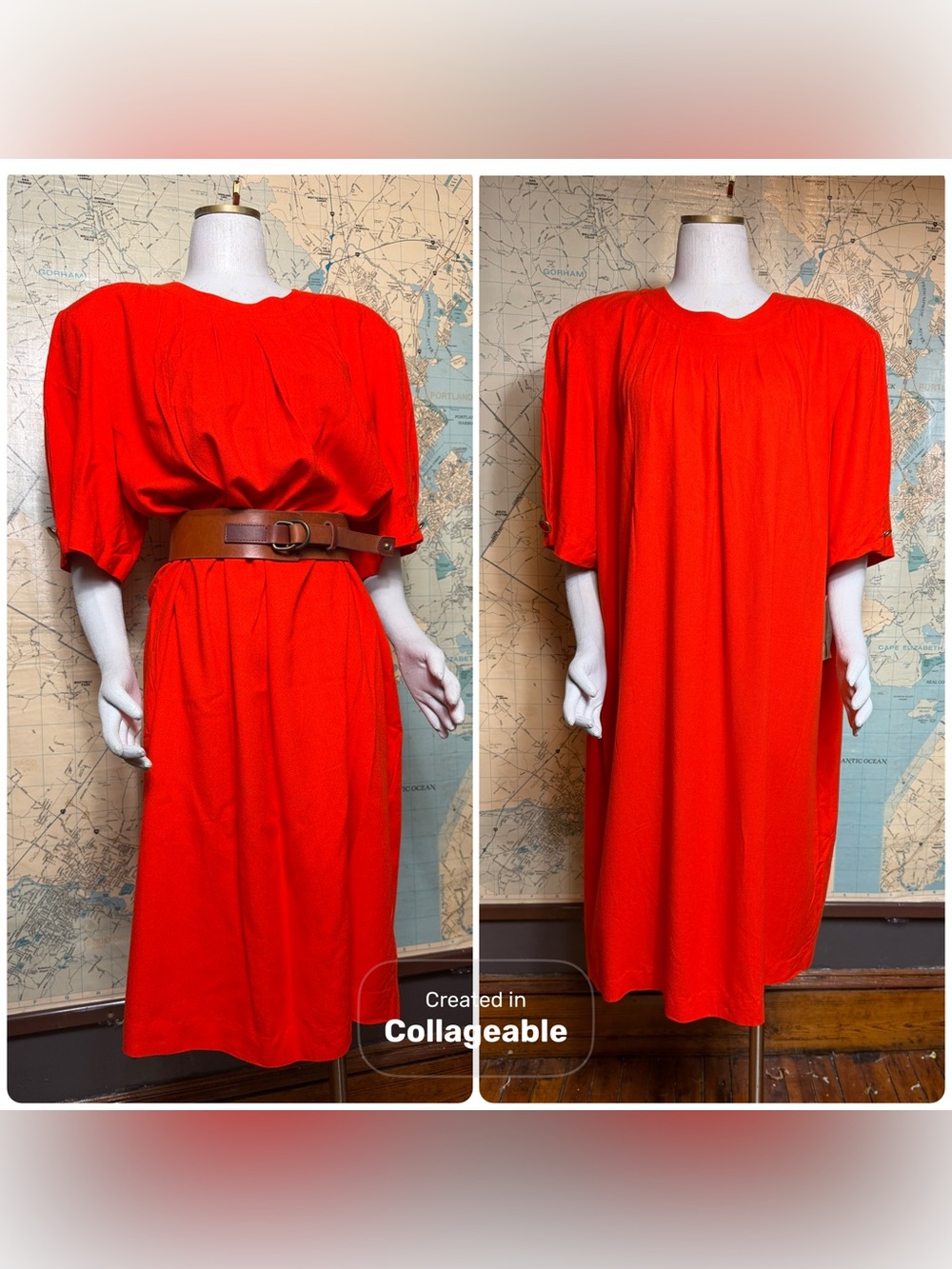 NWT Vintage Elisabeth by Liz Claiborne Hot Red/Orange Shift Dress